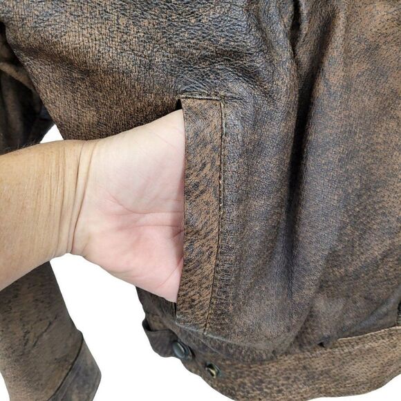 Vintage 80's Leather Jacket Flight Bomber Maverick Top Gun Distressed Brown XL - Picture 13 of 17